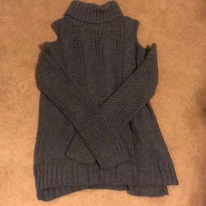 Cold shoulder turtleneck sweater